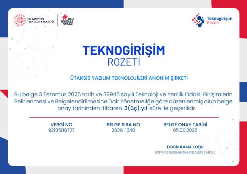ÜTAKSİS’e Teknogirişim Rozeti